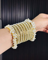 Golden Kundan Pearl Bangle Set