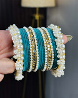 Green Velvet Kundan Metal Set