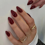 Wine Red 12 pcs Almond Shape Nails Set