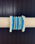 Light Blue Velvet Kundan Metal Set