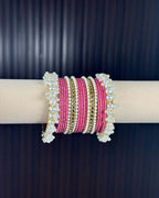 Pink Pearl Radiance Metal Bangle Set