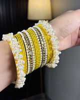 Buttery Yellow Pearl Radiance Metal Bangle Set