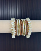 Coffee Pearl Radiance Metal Bangle Set