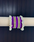Purple Velvet Kundan Metal Set