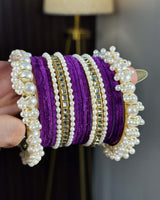Purple Velvet Kundan Metal Set