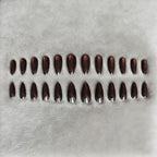 Coffee Brown Almond Shape 12 pcs Nails Set