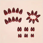 Wine Red 12 pcs Almond Shape Nails Set