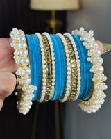 Light Blue Velvet Kundan Metal Set