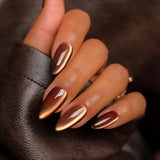 Sugar Brown Almond Shape 12 pcs Nails Set
