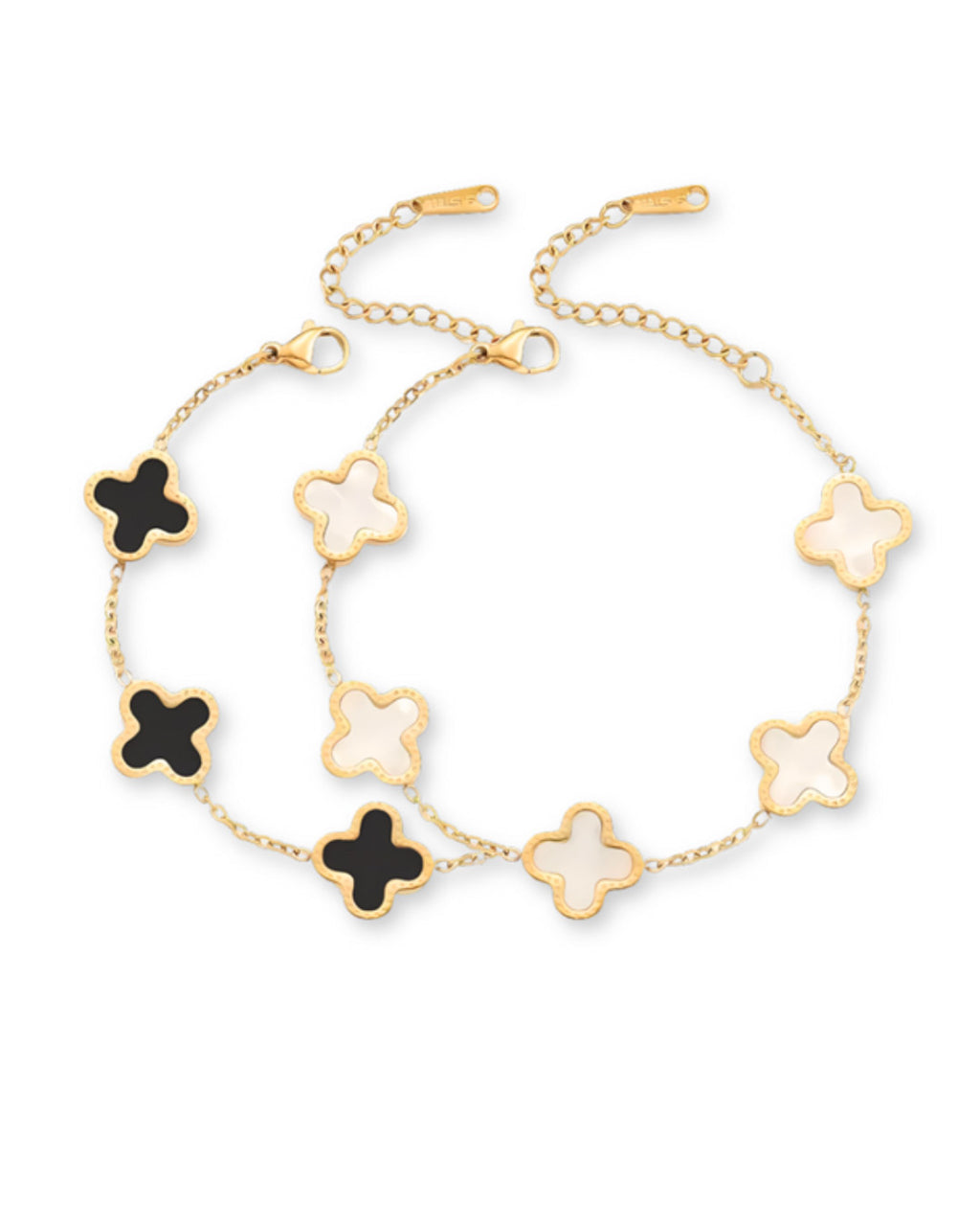 Double sided Black & White clover Bracelet