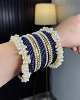 Purple Pearl Radiance Metal Bangle Set