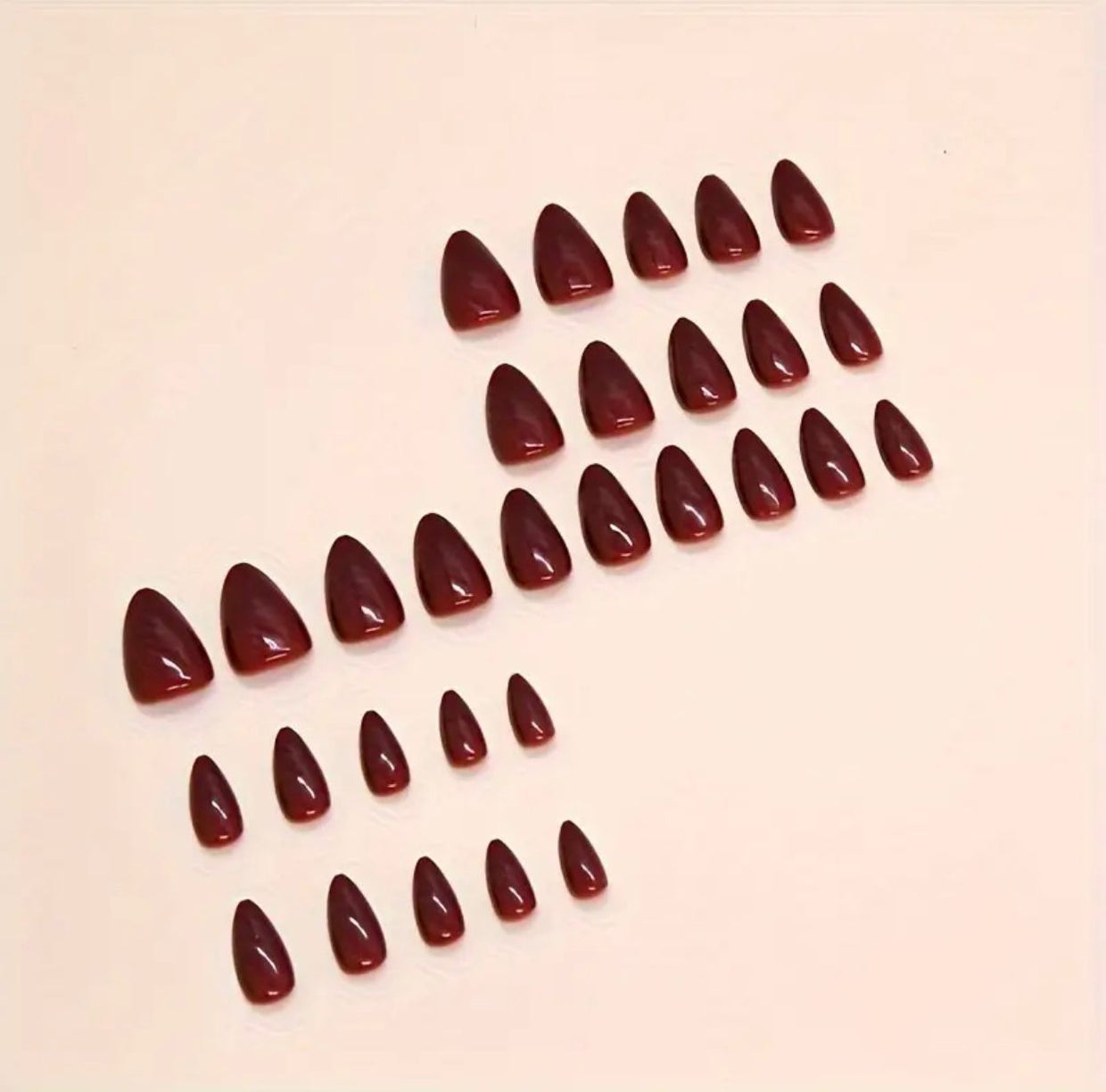 Wine Red 12 pcs Almond Shape Nails Set