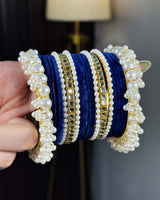 Royal Blue Velvet Kundan Metal set