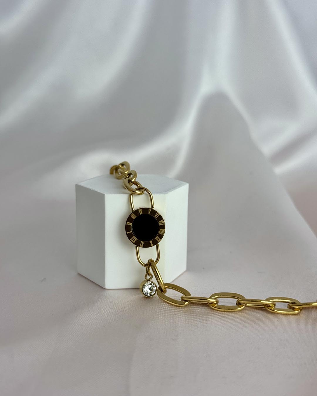 Black Dial Link Chain Bracelet