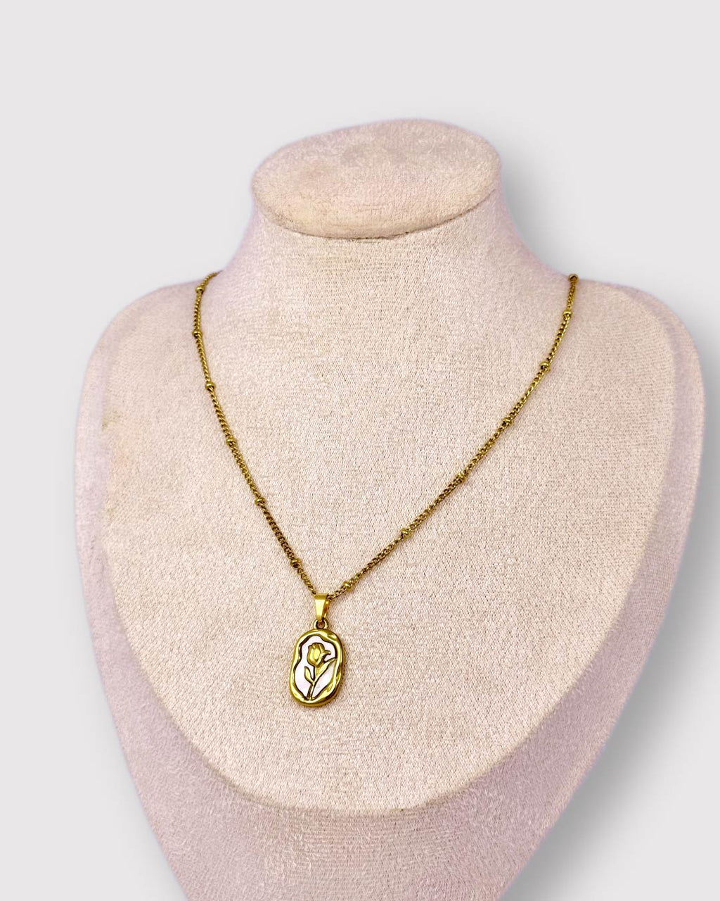 White Rose Gold Necklace