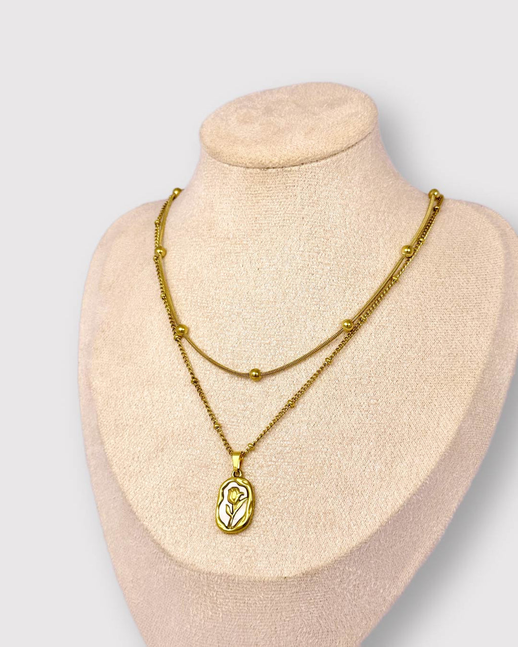 White Rose Gold Necklace