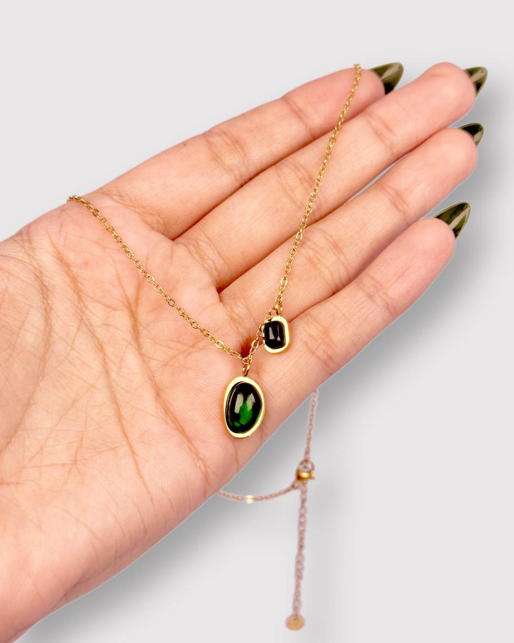 Natural Green and Black Stone Pendant