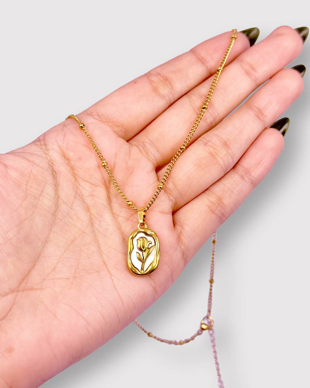 White Rose Gold Necklace