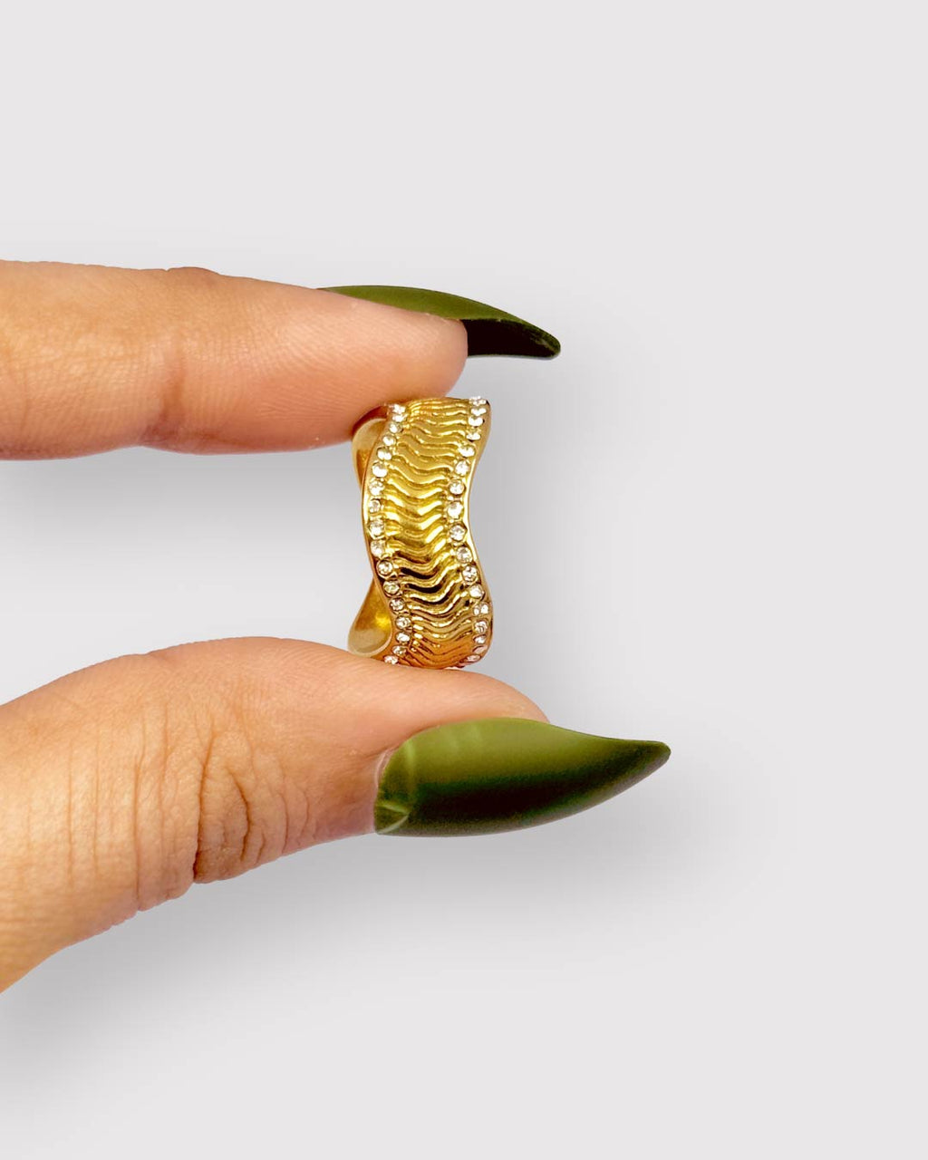 Stainless Steel Wave Band Ring