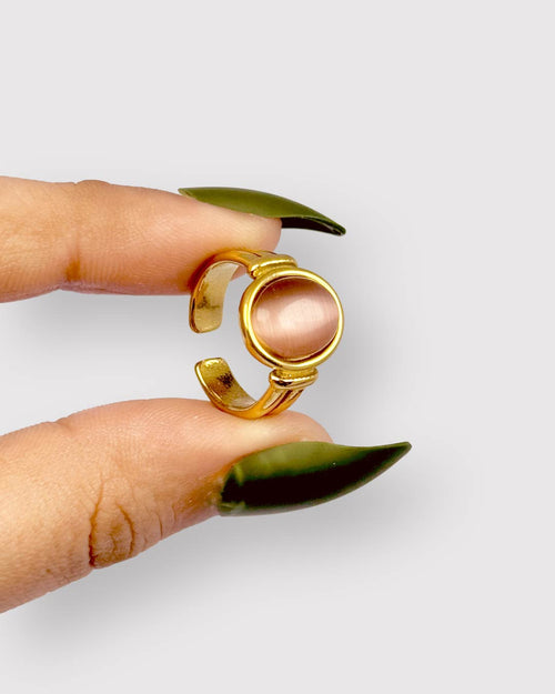 Adjustable Amethyst Stainless Steel Ring