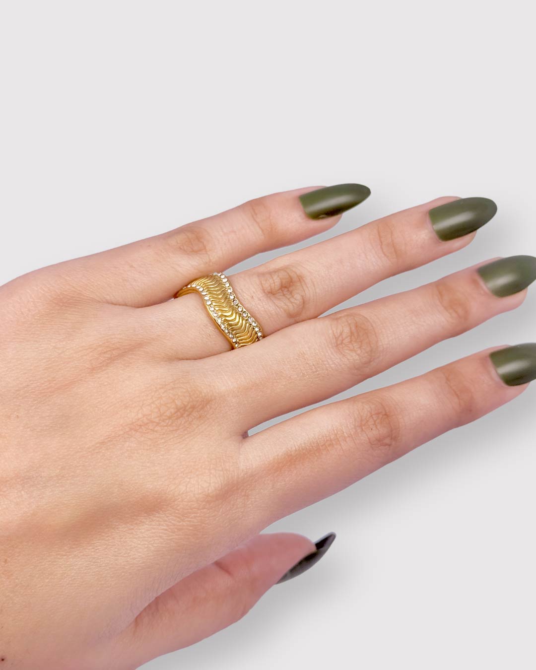 Stainless Steel Wave Band Ring