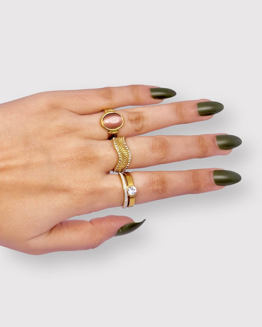 Adjustable Amethyst Stainless Steel Ring