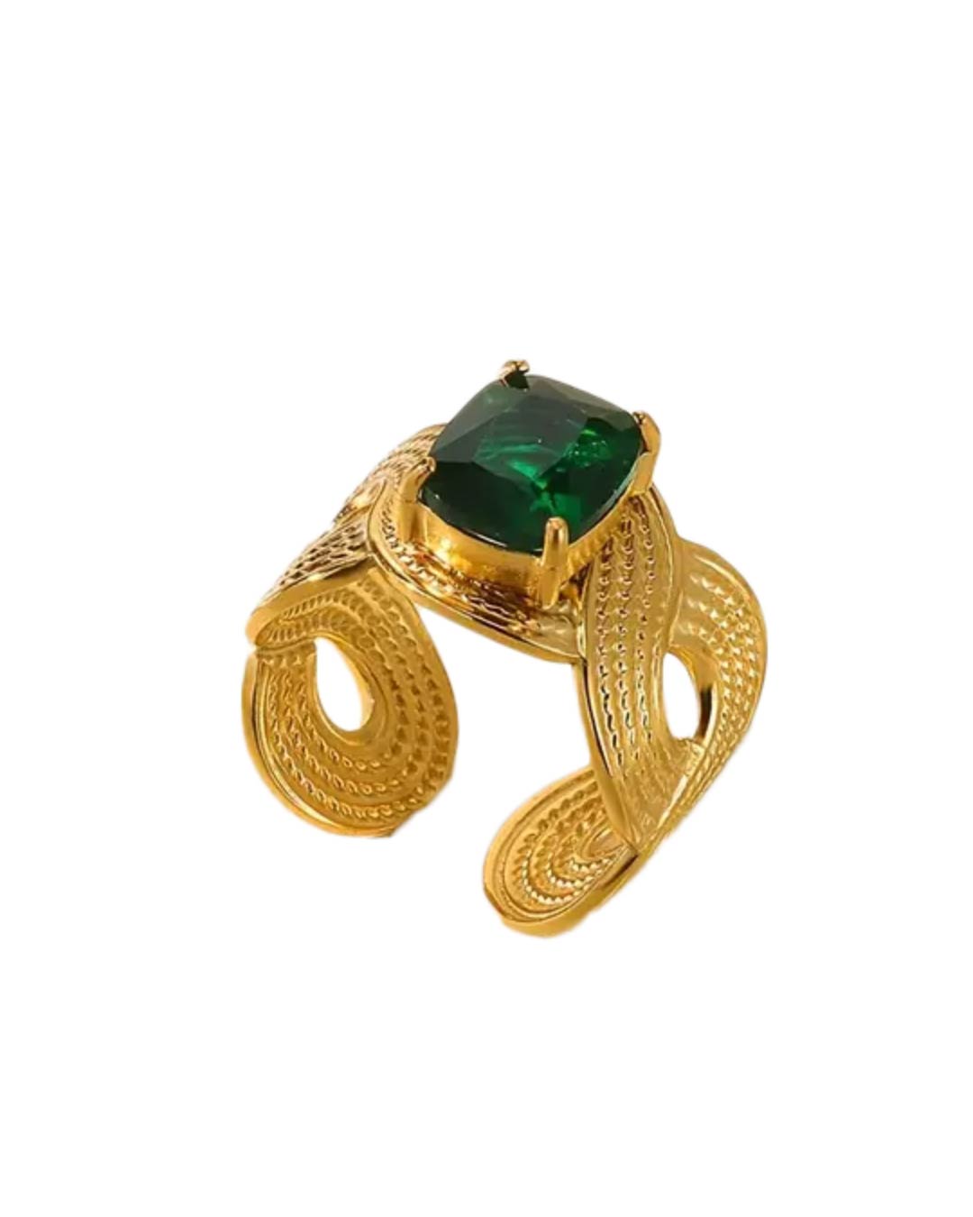 Emerald Adjustable Ring