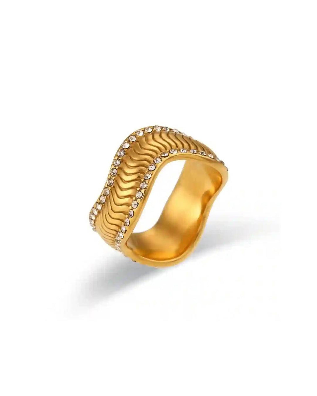 Stainless Steel Wave Band Ring