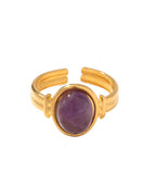 Adjustable Amethyst Stainless Steel Ring
