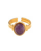 Adjustable Amethyst Stainless Steel Ring
